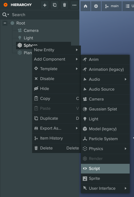 Add Script Component
