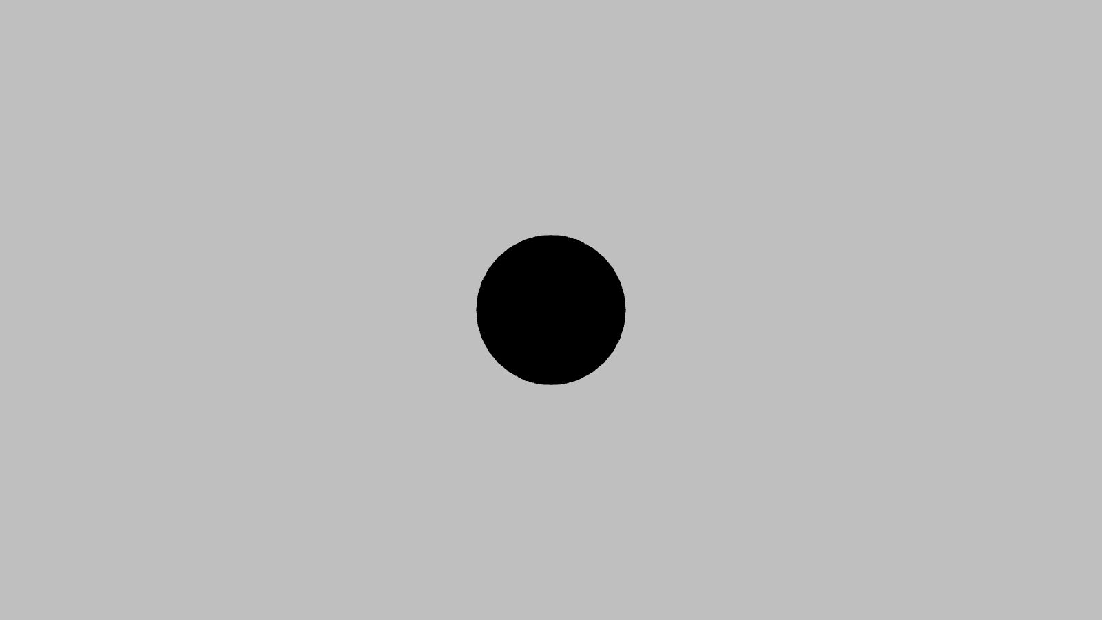 An unlit sphere rendering as a black silhouette on a grey background